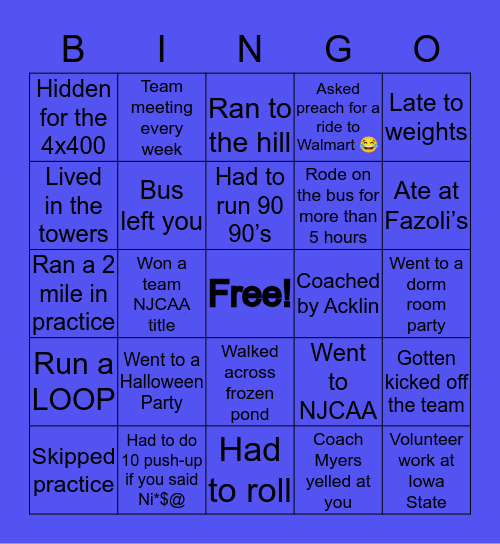 Iowa Central BINGO Card