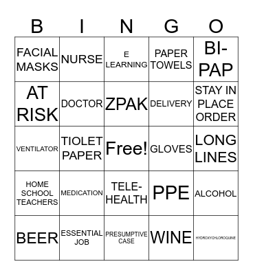 COVID-19 Bingo Card