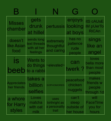 Cameryb Bingo Card