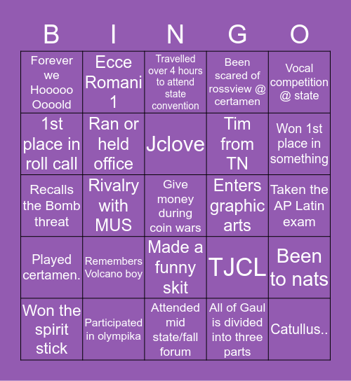 TJCL BINGO Card