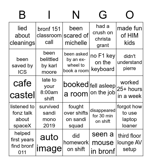 sandiford bingo Card