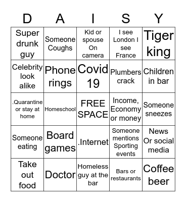 Daisy Zoom Bingo Card