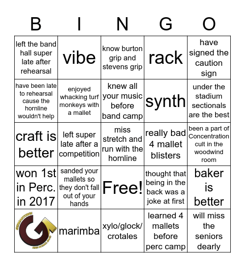 G-Pit Bingo Card