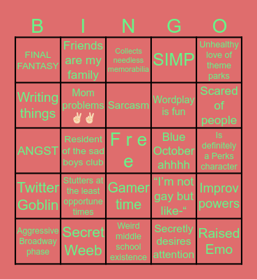 Stern’s Bingooo Bingo Card