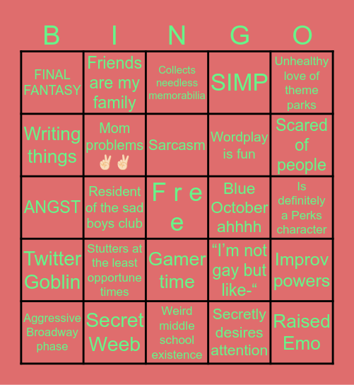 Stern’s Bingooo Bingo Card