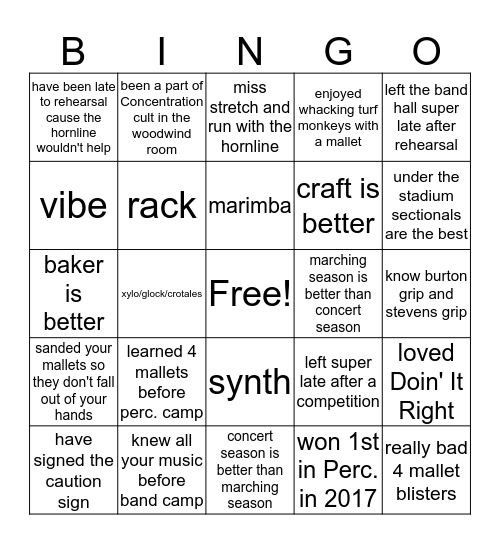 G-Pit Bingo Card