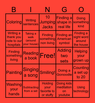 Flexible Learning Picture Bingo Card