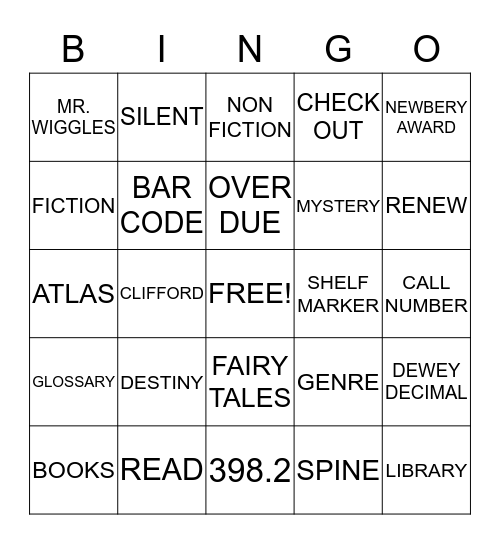 LIBRARY Bingo Card