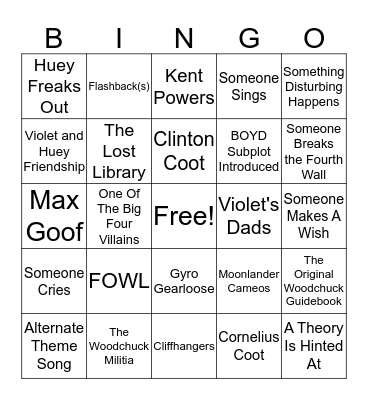 Ducktales Season 3 Premiere! Bingo Card