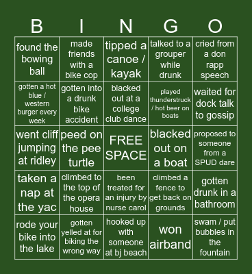 CHQ bingo Card