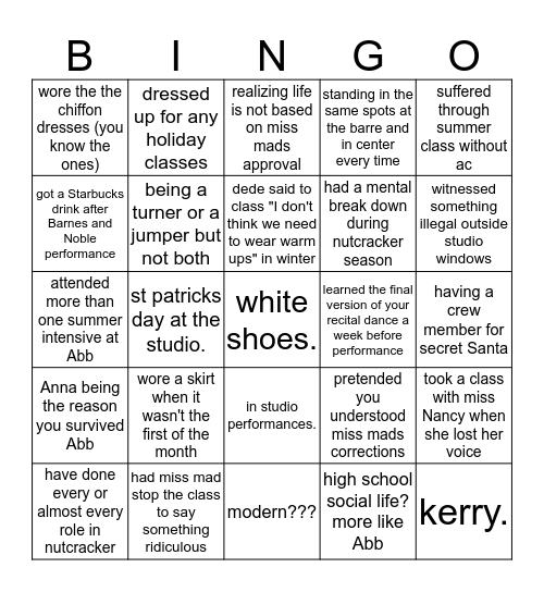 ABB Bingo Card