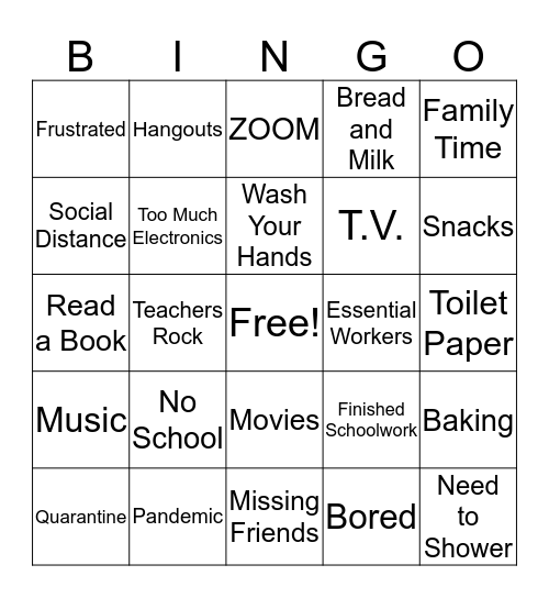 Quarantine BINGO! Bingo Card