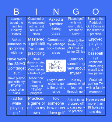First Tee of WNY Bingo Card