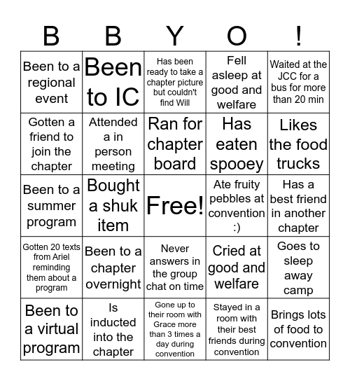 L'chayim Bingo Card
