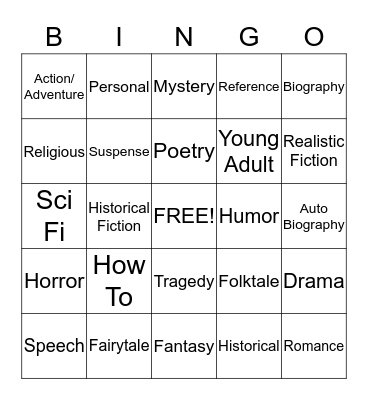 Genre!!! Bingo Card