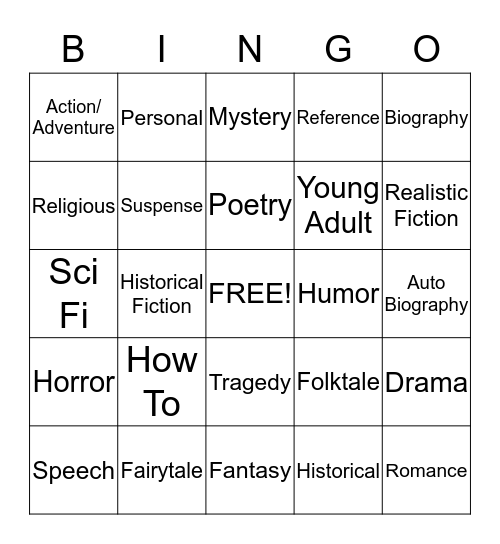 Genre!!! Bingo Card