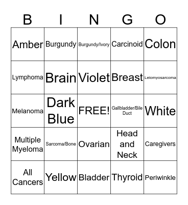 Cancer Awareness Bingo Card