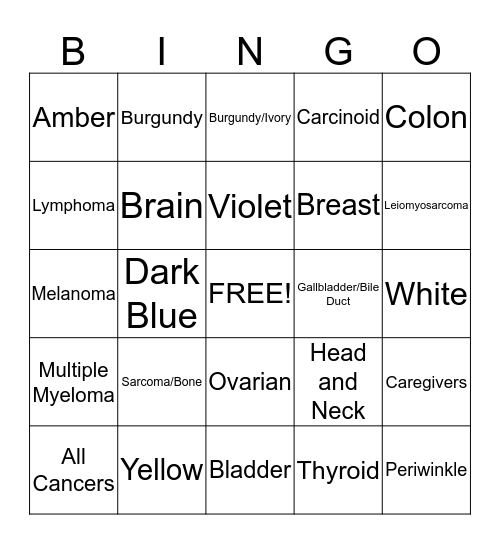 Cancer Awareness Bingo Card