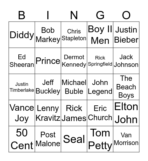 The Boys Are Back In Town Bingo Card