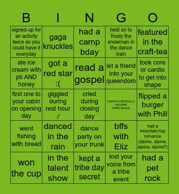 Camp DeSoto Bingo! Bingo Card
