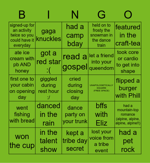 Camp DeSoto Bingo! Bingo Card