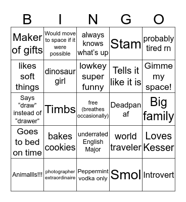 Yael’s Bingo Card