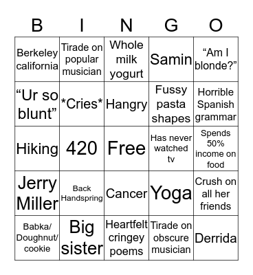 Liana Bingo Card