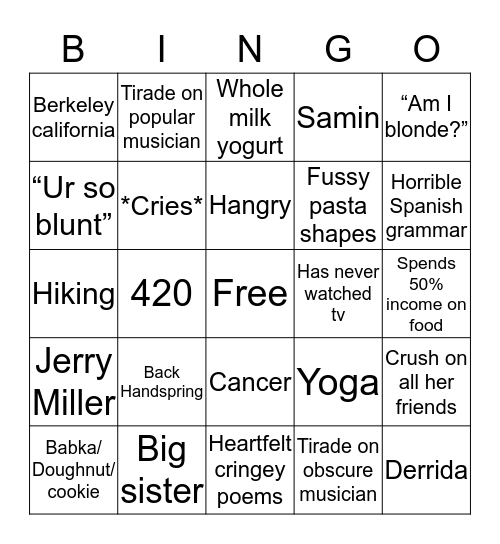 Liana Bingo Card