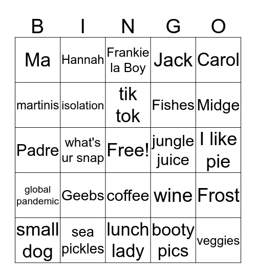 Binga Bingo Card