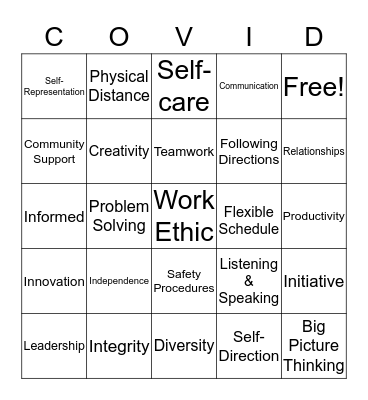 2020 Skills Bingo Card