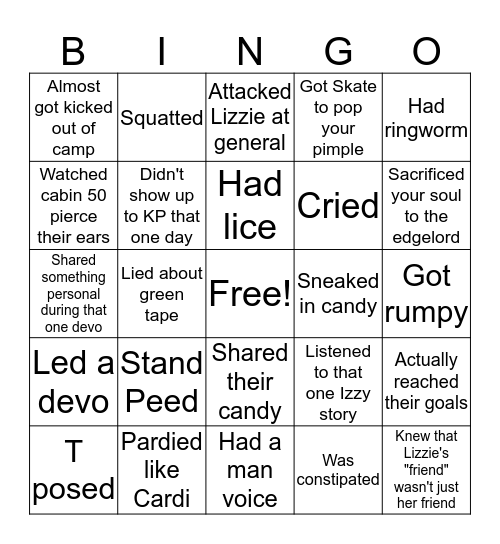 CABIN 51 BINGO Card