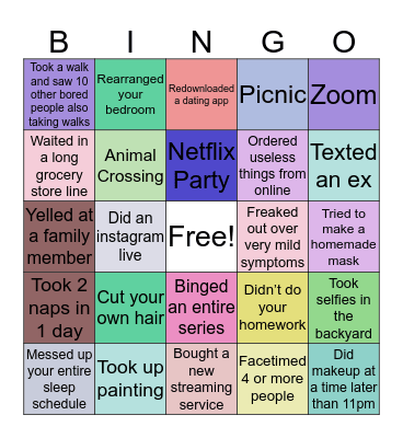 Quarantine Bingo Card