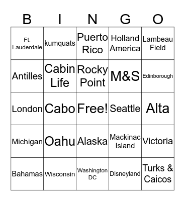 Travel like a Boss Bingo Card