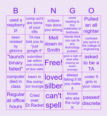 UD Comp Sci Bingo Card