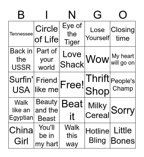 Family Games Night Bingo Card