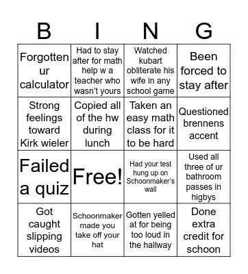 Rondout math edition Bingo Card