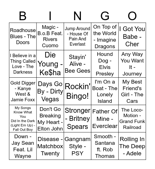 Rockin' Bingo (5A) Bingo Card