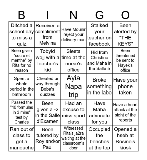 Athenee de Beyrouth Bingo Card