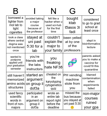 JUST biotech & genetic engineering🧬 Bingo Card