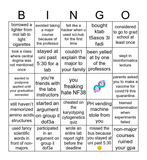 JUST biotech & engineering🧬 Bingo Card