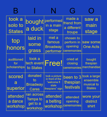 FL STATE THESPIANS Bingo Card