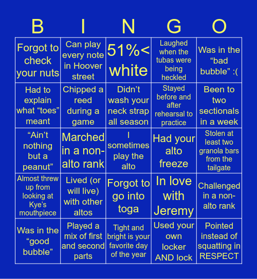 (Al)toes Bingo Card