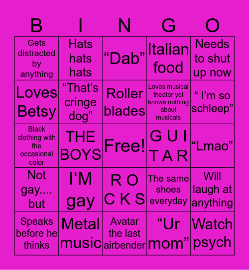 Seth Bingo Card