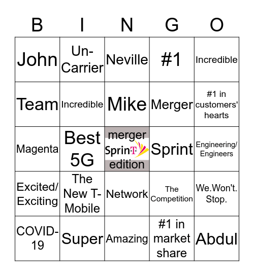 Merger Bingo Card