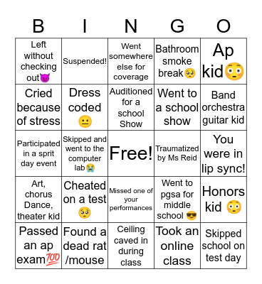 PGSA bingo😞 Bingo Card