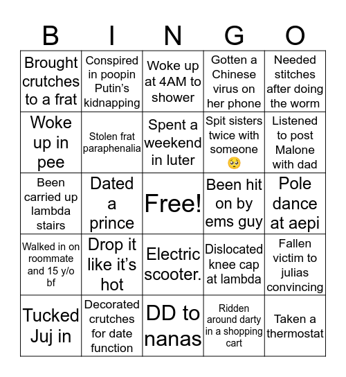 Maddies Bingo Card