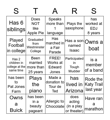 FIND SOMEONE WHO ..... Bingo Card