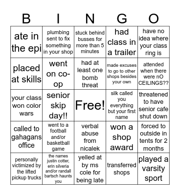 Assabet Valley RTHS Bingo Card
