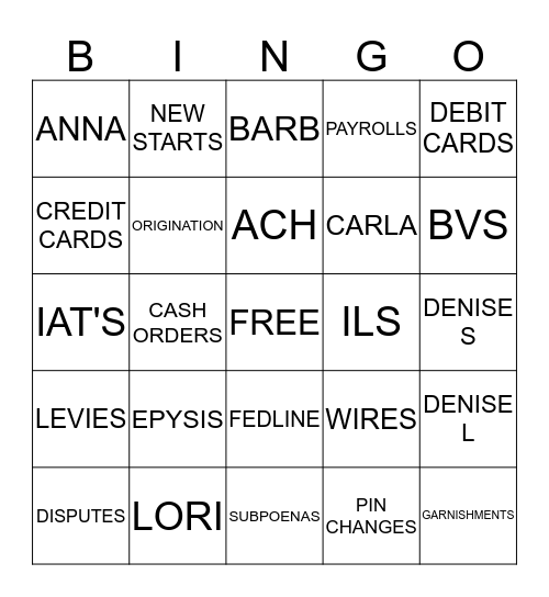 EFT BINGO Card