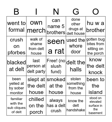 delt Bingo Card